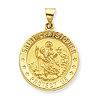 14kt Yellow Gold 7/8in Hollow St Christopher Medal