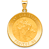 14kt Yellow Gold 1in Hollow Saint Christopher Medal