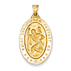 14k Yellow Gold 1 1/8in Hollow Oval St Christopher Medal
