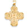 14kt Yellow Gold 1in Hollow Four-Way Medal