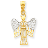 14k Yellow Gold & Rhodium Angel with Halo Pendant 11/16in