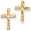 14kt Yellow Gold 1/2in Textured Cross Earrings