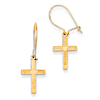 14k Yellow Gold Cross with Hearts Dangle Earrings