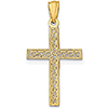14kt Yellow Gold 3/4in Diamond-cut Filigree Cross