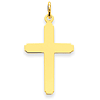 14k Yellow Gold 1in Polished Stamped Latin Cross Pendant