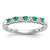 14k White Gold .20 ct Emerald Anniversary Band with Diamond Accents 