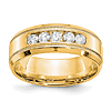14k Yellow Gold 1/2 ct Created Diamond Men's Beveled Milgrain Ring