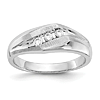 14k White Gold 1/5 ct True Origin Created 3 Stone Diamond Men's Ring