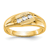 14k Yellow Gold 1/5 ct True Origin Created 3 Stone Diamond Men's Ring