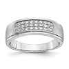 14k White Gold 1/4 ct Created Diamond 3-Row Men's Ring