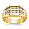 14k Yellow Gold 1.5 ct Created Diamond Mens Ring 2 Channels