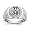 14k White Gold 1/5 ct True Origin Created Diamond Cluster Men's Ring