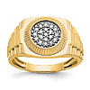14k Yellow Gold 1/5 ct True Origin Created Diamond Cluster Men's Ring