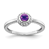 14k White Gold 0.52 ct Amethyst Cabochon Ring with Diamonds