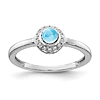 14k White Gold 0.52 ct Swiss Blue Topaz Cabochon Ring with Diamonds