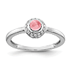 14k White Gold 0.52 ct Pink Tourmaline Cabochon Ring with Diamonds