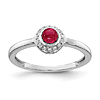 14k White Gold 0.38 ct Ruby Cabochon Ring with Diamonds