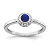 14k White Gold 0.52 ct Sapphire Cabochon Halo Ring with Diamonds