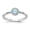 14k White Gold 0.5 ct Aquamarine Cabochon Diamond Halo Ring