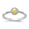 14k White Gold 0.5 ct Citrine Cabochon Diamond Halo Ring
