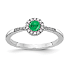 14k White Gold 0.5 ct Emerald Cabochon Diamond Halo Ring