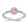 14k White Gold 0.5 ct Pink Tourmaline Cabochon Diamond Halo Ring