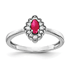 14k White Gold 0.3 ct Oval Ruby Cabochon Ring with Diamonds