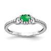 14k White Gold 0.3 ct Oval Emerald Ring with Diamonds