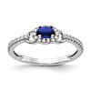 14k White Gold 0.3 ct Oval Blue Sapphire Ring with Diamonds