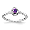 14k White Gold 0.37 ct Oval Amethyst Cabochon Diamond Halo Ring