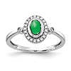 14k White Gold Diamond and Cabochon Emerald Ring 0.6 ct