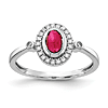 14k White Gold Diamond and Cabochon Ruby Ring 0.6 ct