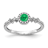 14k White Gold 0.38 ct Emerald Promise Ring with Diamonds
