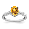 14k White Gold 1 ct Oval Citrine and Diamond Ring