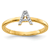 14k Yellow Gold Diamond Initial A Ring