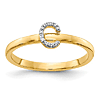 14k Yellow Gold Diamond Initial C Ring