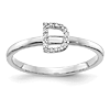 14k White Gold Diamond Initial D Ring