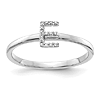 14k White Gold Diamond Initial E Ring