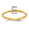 14k Yellow Gold Diamond Initial E Ring