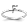 14k White Gold Diamond Initial F Ring