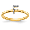 14k Yellow Gold Diamond Initial F Ring