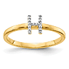 14k Yellow Gold Diamond Initial H Ring