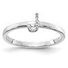 14k White Gold Diamond Initial J Ring