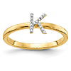 14k Yellow Gold Diamond Initial K Ring