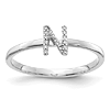 14k White Gold Diamond Initial N Ring