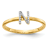 14k Yellow Gold Diamond Initial N Ring