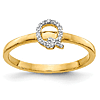 14k Yellow Gold Diamond Initial Q Ring