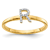 14k Yellow Gold Diamond Initial R Ring