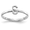 14k White Gold Diamond Initial S Ring