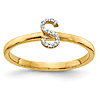 14k Yellow Gold Diamond Initial S Ring